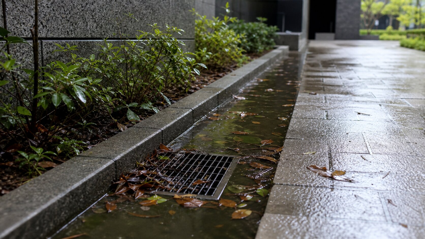 排水の詰まりと水たまりイメージ